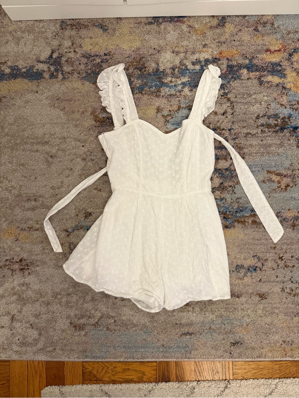 miami White Eyelet Tie-Shoulder Romper